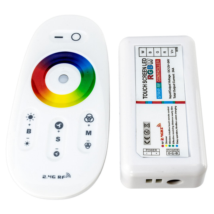 RGBW LED Strip Light Mini Controller with 10 Key Wireless Remote - 12/24 Volt
