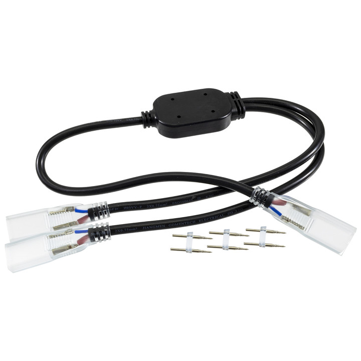 120 volt led strip light y extension - black