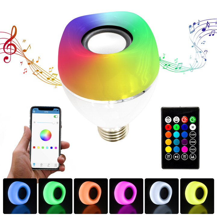LED  RGB Color Changing Smart Speaker Bulb - Bluetooth Music Light - E27