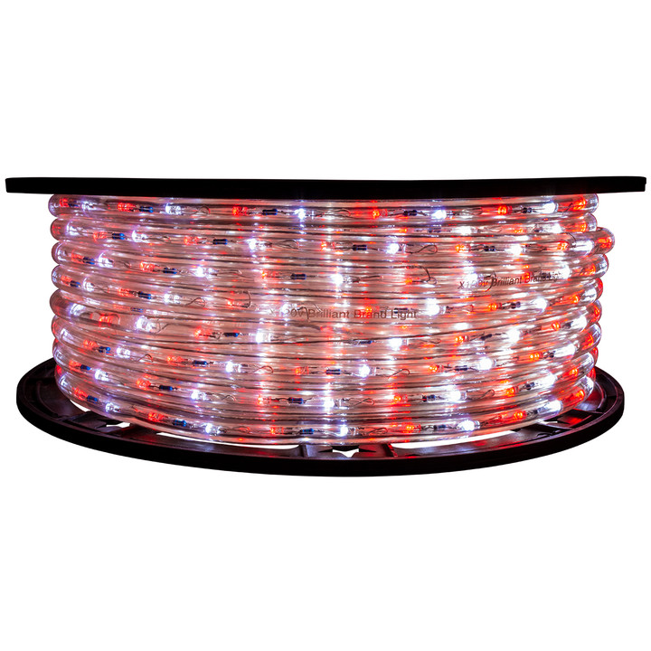 2 Color Candy Cane Red & Cool White LED Christmas Rope Light - 120 Volt - 148 Feet