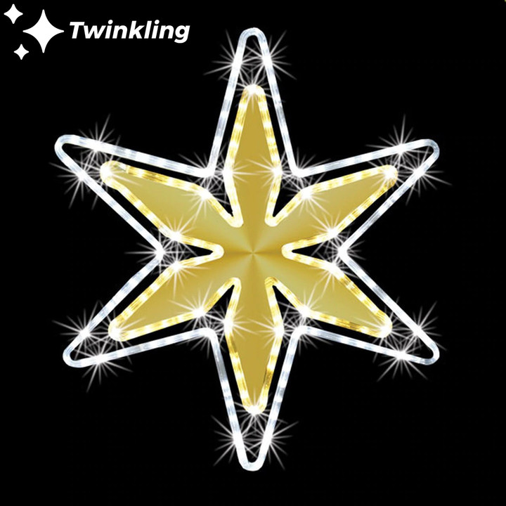 LED Rope Light Twinkling Shining Star Decoration - Lighted Sign - Warm White and Cool White - 28 Inch