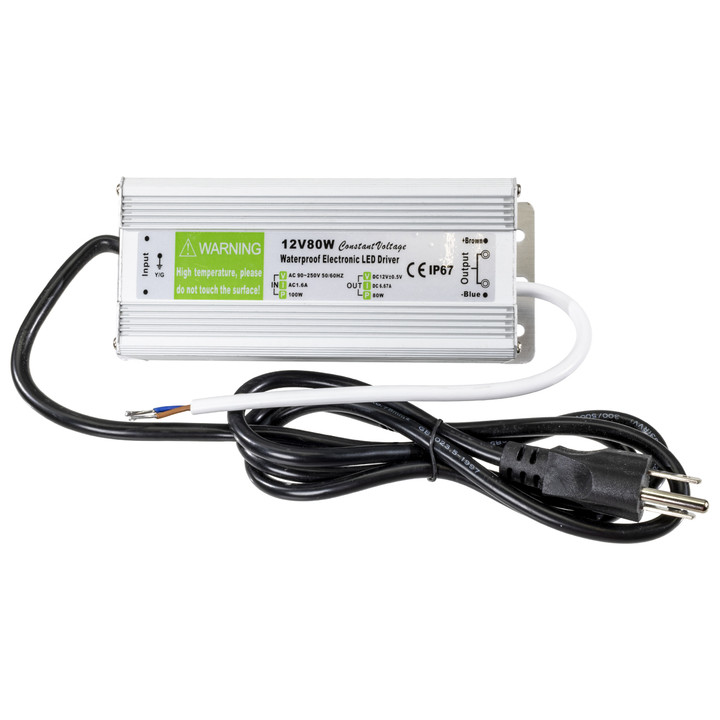 12 Volt LED Strip Light Power Supply (SMD-3528 or 5050) - 6 Amp - 80 Watt - Weatherproof