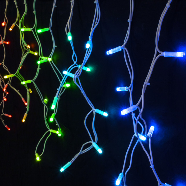 120 LED 9.75 Foot RGB Color Changing Chasing PLC LED Icicle Lights - Bundle