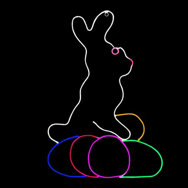 LED Neon Strip Light Easter Bunny With Eggs Decoration - Lighted Sign - Multi-Color - 35 Inch