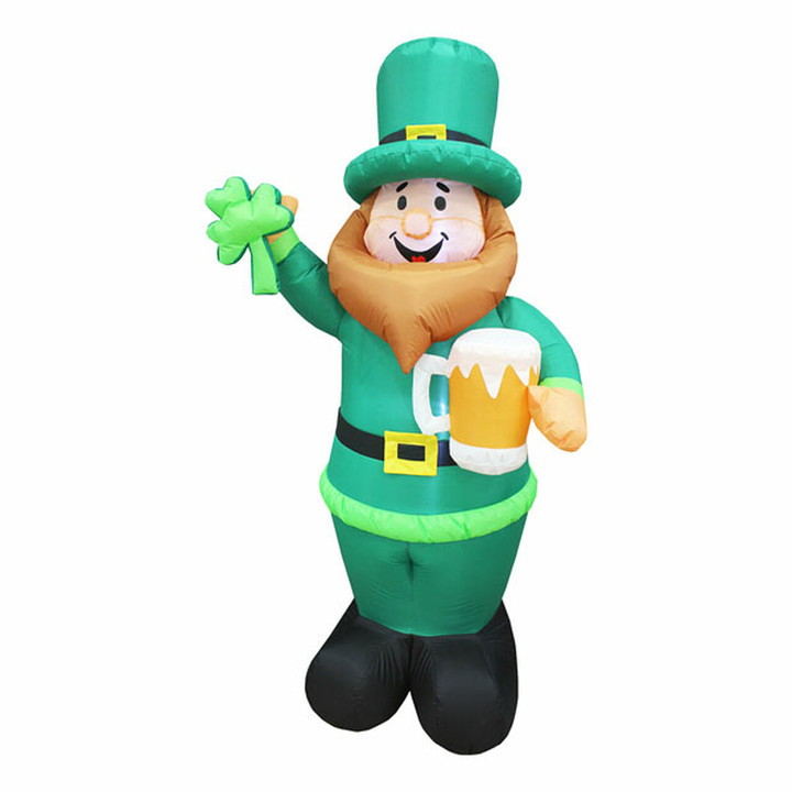 6 Foot St. Patrick's Day Waving Leprechaun Inflatable - LED Lighted Yard Display