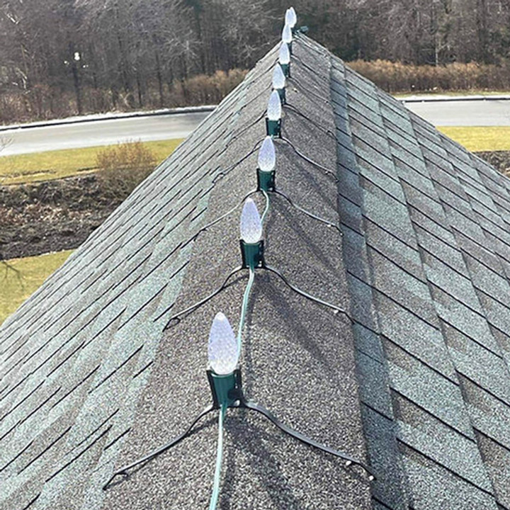 Rooftop Ridge Line Mounting Clips For Bulbs - C6, C7, C9 & More - Pro Series - 25 Pack