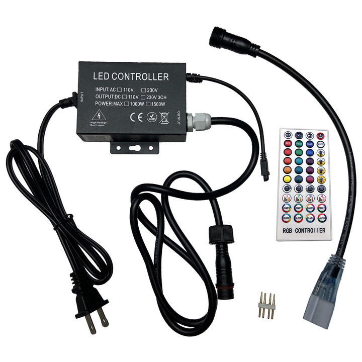 Bluetooth Enabled Multi-Function RGB Color Changing LED Strip Light Controller - SMD-5050 - 120 Volt - IR Remote