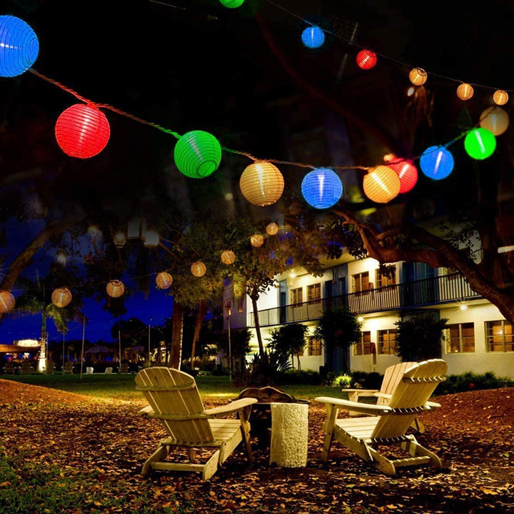 Luau Lantern Patio Globe Multi-Color LED String Lights with 8 Function Controller - 20 Bulb Set