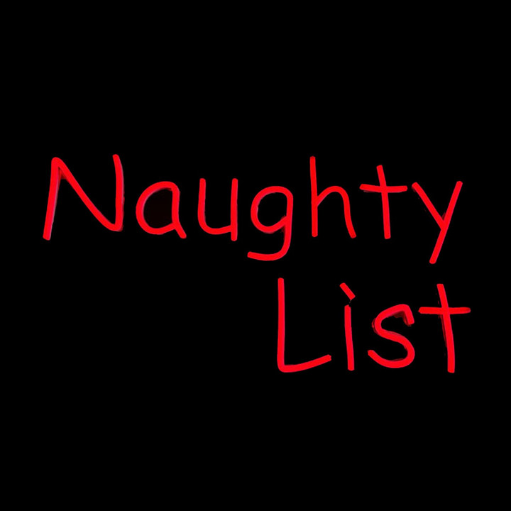 LED Neon Strip Light Naughty List Hanging Christmas Decoration - Lighted Sign - Red - 24 Inch