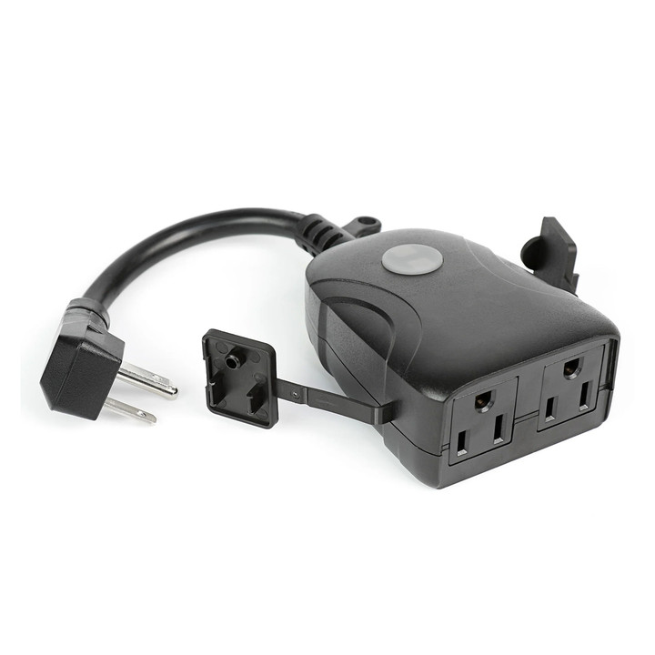 Smart Wi-Fi Dual Outlet Outdoor Plug Timer - Black - 120 Volt