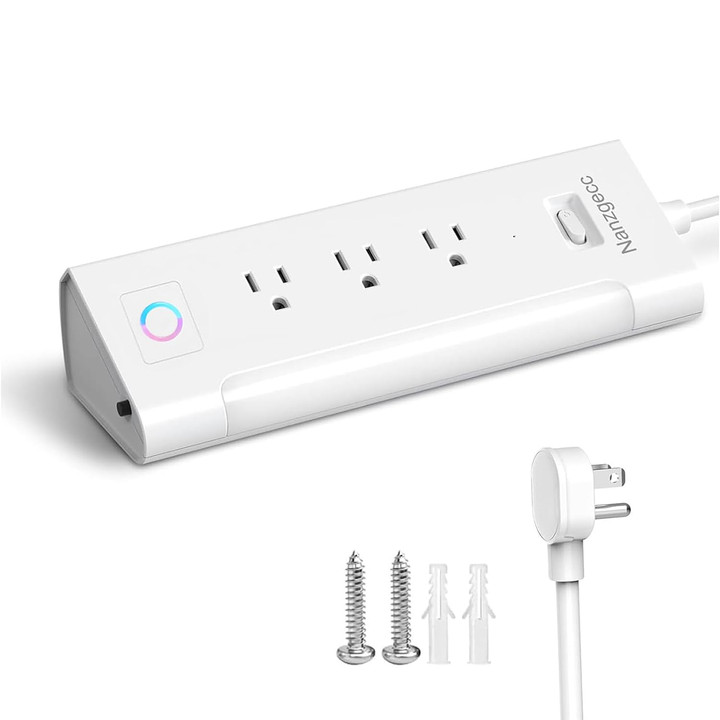 Angled 3 Outlet Power Strip - Built in Light - 1800 Joules Surge Protection