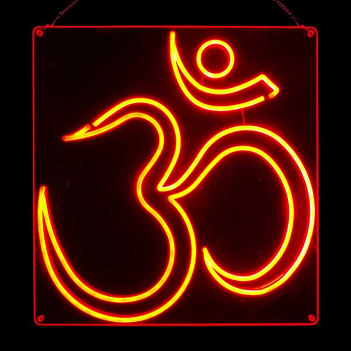LED Neon Strip Light Diwali AUM Symbol Decoration - Lighted Sign - 21 Inch - Orange Display