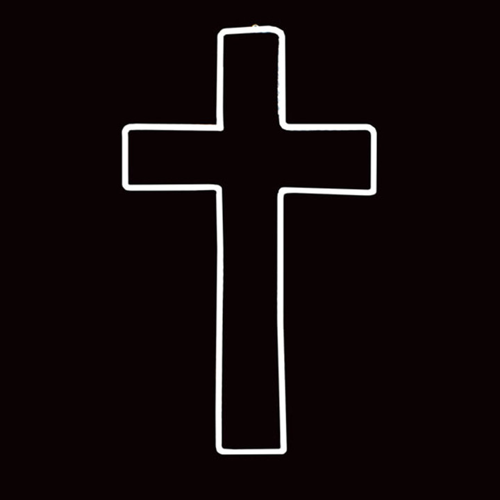 LED Neon Strip Light Cross Decoration - Lighted Sign - Double Sided - Cool White - 24 Inch