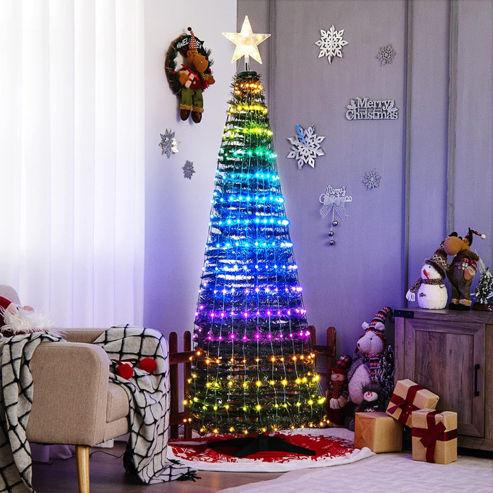 Smart LED RGB Dynamic Color Changing Multi-Function Deluxe Artificial Prelit Pop Up Christmas Tree