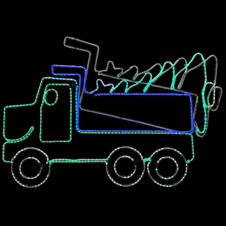 LED Rope Light Tommy the Tree Tipper Dump Truck Decoration - Animated Lighted Sign - RGB Color Changing - 68.5 Inch