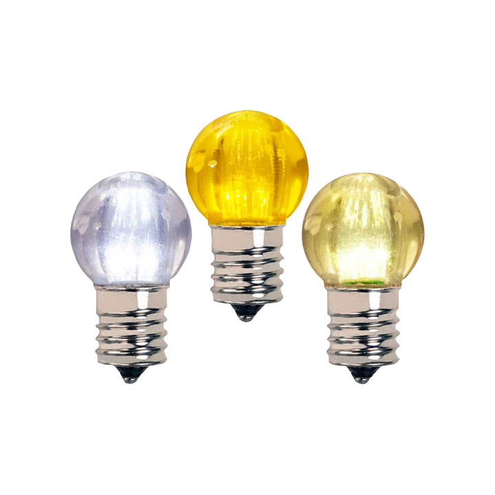 G30 LED Transparent Globe Light Bulbs - Intermediate E-17 - For Stringers/String Lighting/Signs - 25 Per Pack