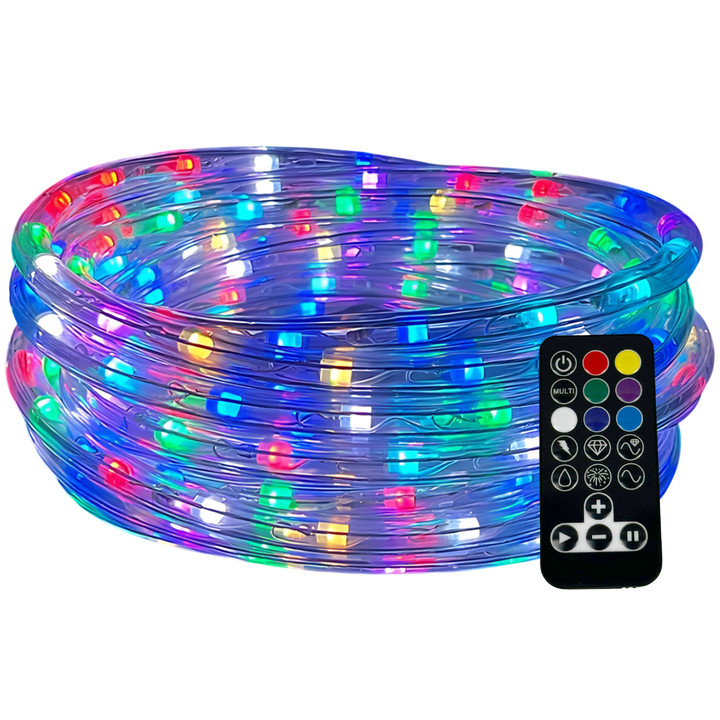RGB Color Changing Chasing LED Rope Light with Sparkle Effects - 120 Volt - 25 Feet