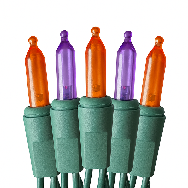 Orange and Purple M5 LED String Lights - 70 Bulb Mini Light Set - 23.5 Feet