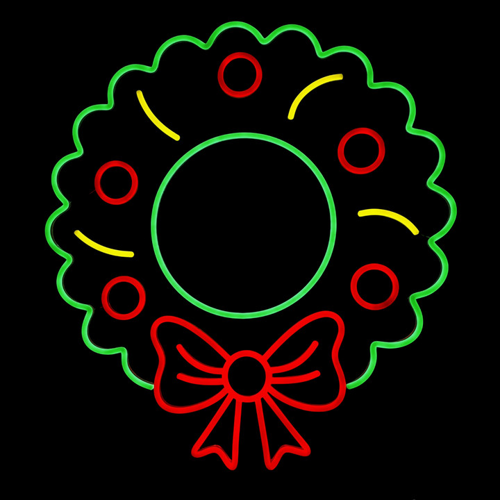 wreath with bow and berries, LED sign