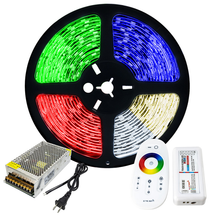 RGBW Color Changing LED Strip Light - 24 Volt - High Output (SMD 2450) - Indoor/Outdoor Use (IP20 or IP65) - 32.8 Foot Bundle