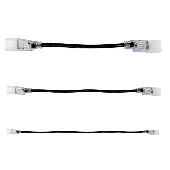 RGB Color Changing SMD LED Neon Strip Light Female to Female Connector in Black. Sizes, 6 inch, 2 foot, 5 foot.