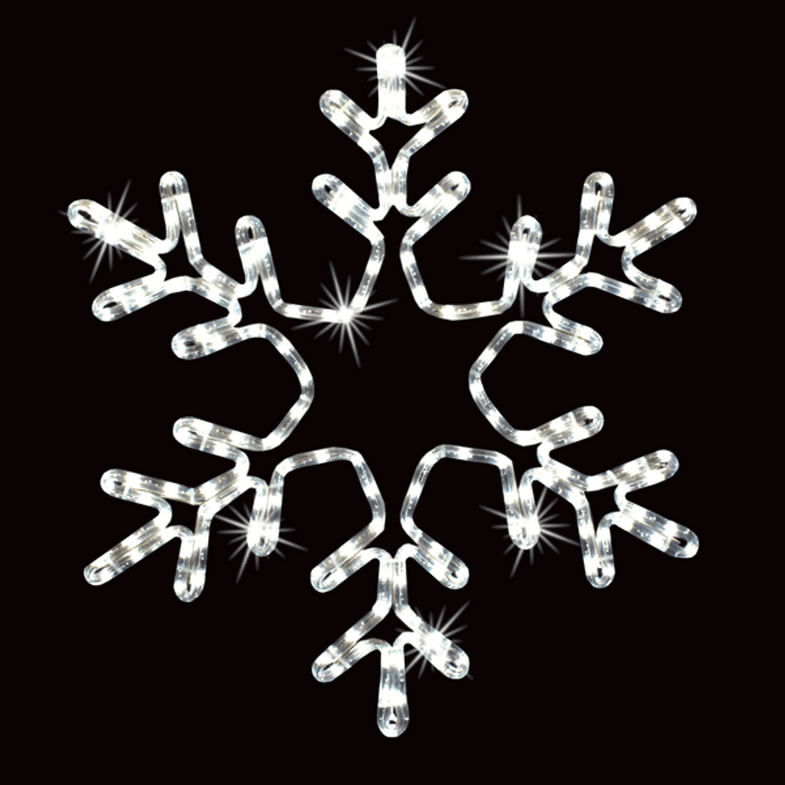 LED Rope Light Snowflake Motif - Twinkling Lighted Silhouette - Cool White - 21 Inch