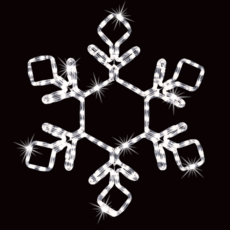 LED Rope Light Twinkling Snowflake Motif v2 - Lighted Silhouette - Cool White - 18 Inch
