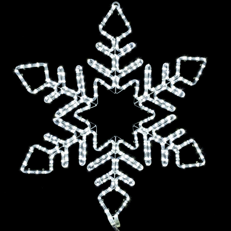 30 inch cool white led rope light snowflake motif