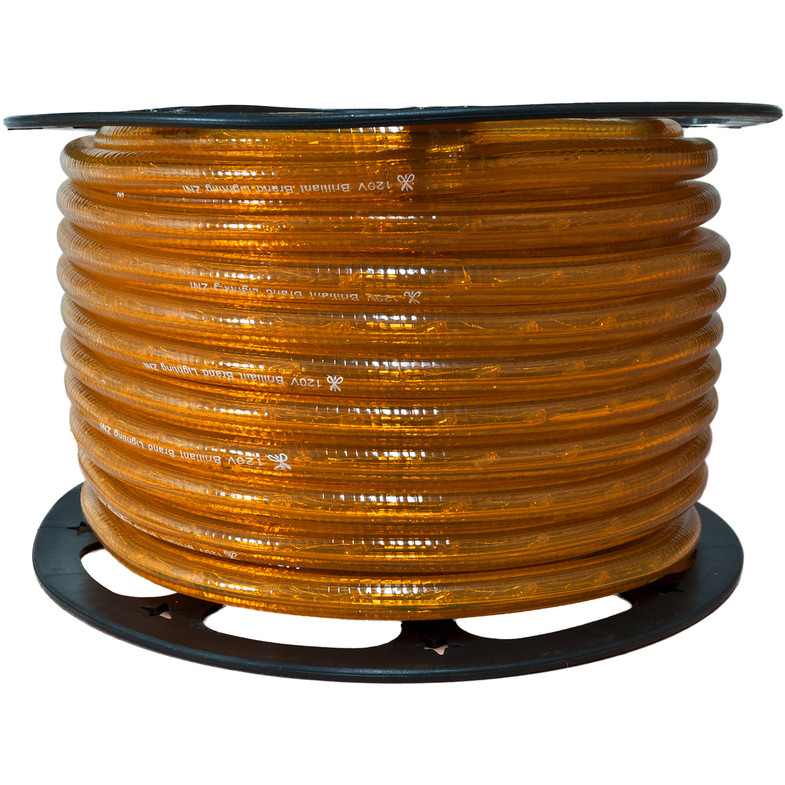 150ft amber incandescent rope light spool - 120 volt - 3/8 inch diameter