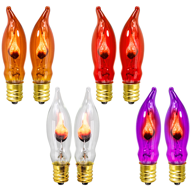 Orange / Purple / Red/ Clear C7 (CA10) Flicker Flame String Light Bulbs (2-Pack)