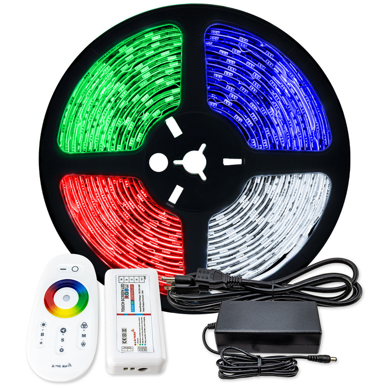 RGBW Color Changing LED Strip Light - 12 Volt - High Output (SMD 5050) - Outdoor Use (IP65) - 16.4 Foot Bundle