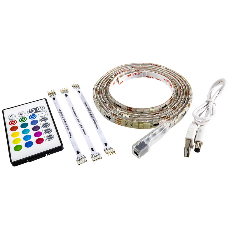 RGB Color Changing LED Strip Light - 5 Volt - High Output (SMD 5050) - Indoor Use - 6.5 Foot TV Bundle