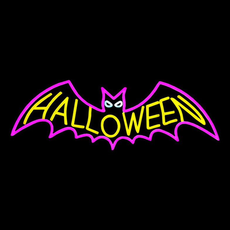 LED Neon Rope Light Halloween Bat Motif - Lighted Silhouette - Pink and Yellow - 29 Inch