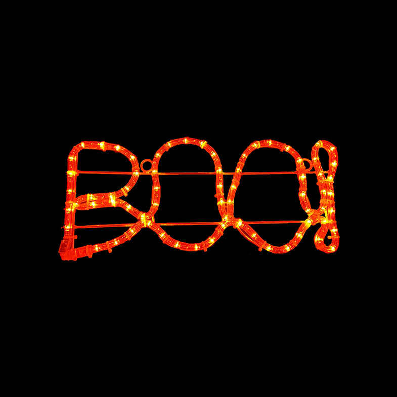 LED Rope Light Halloween BOO Motif - Lighted Silhouette - Orange - 16 Inch