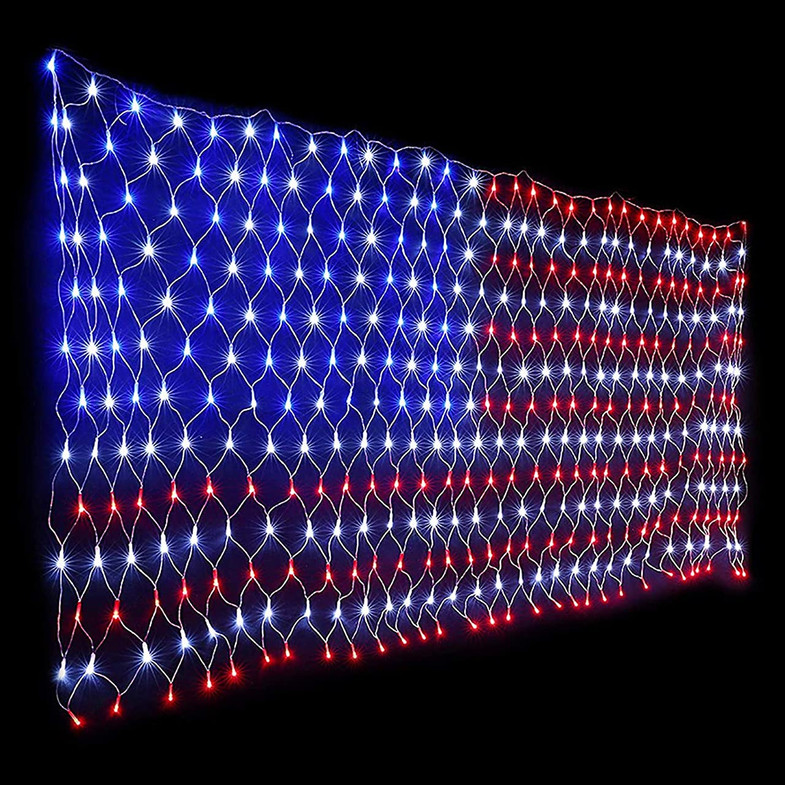 American Flag LED Net Light Set - 420 LEDs - 6.5 Foot x 3.3 Foot