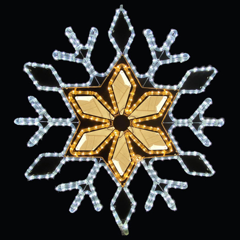 LED Rope Light Snowflake Motif - Lighted Silhouette - Cool White and Warm White - 32 Inch