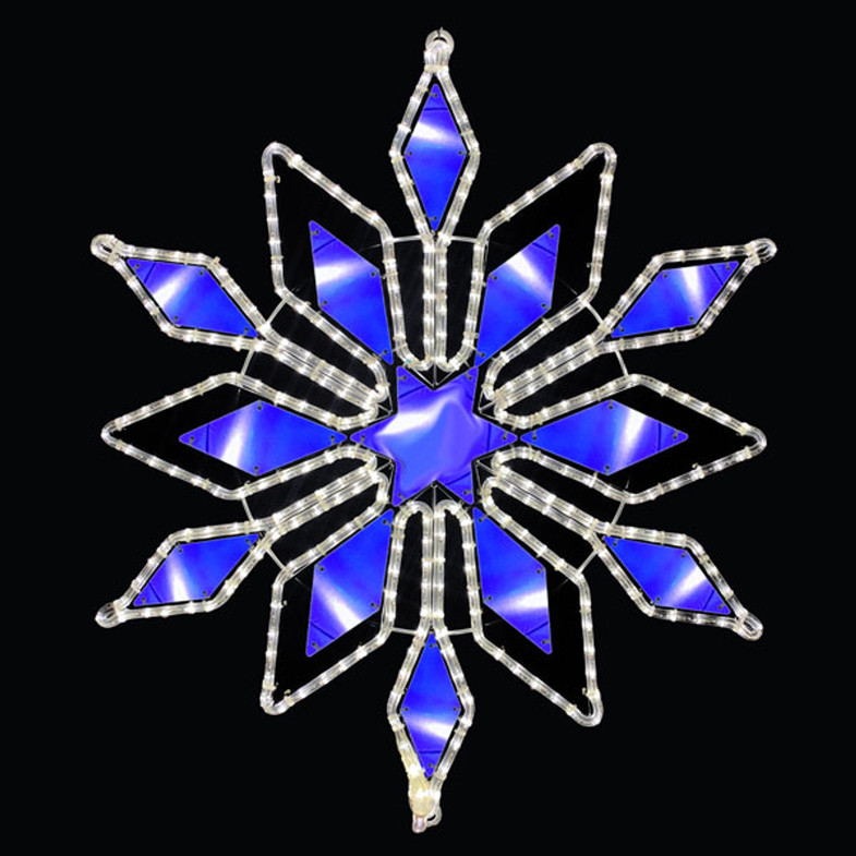 LED Rope Light Snowflake Motif - Lighted Silhouette - Cool White and Blue - 32.5 Inch