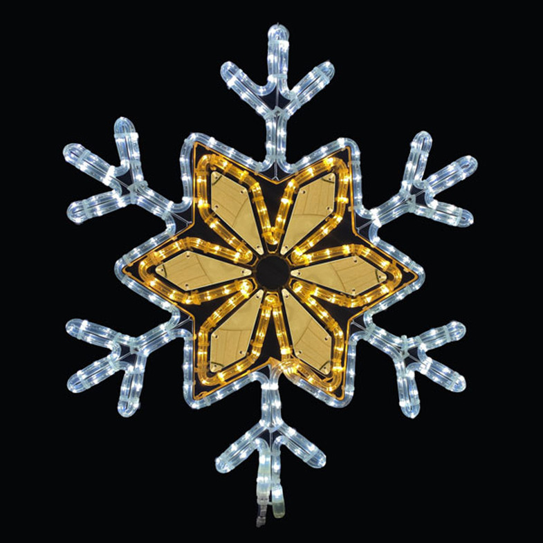 LED Rope Light Snowflake Motif - Lighted Silhouette - Cool White and Warm White - 23.5 Inch