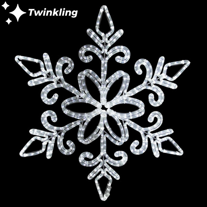 LED Rope Light Snowflake Motif - Twinkling Lighted Silhouette - Cool White - 32 Inch