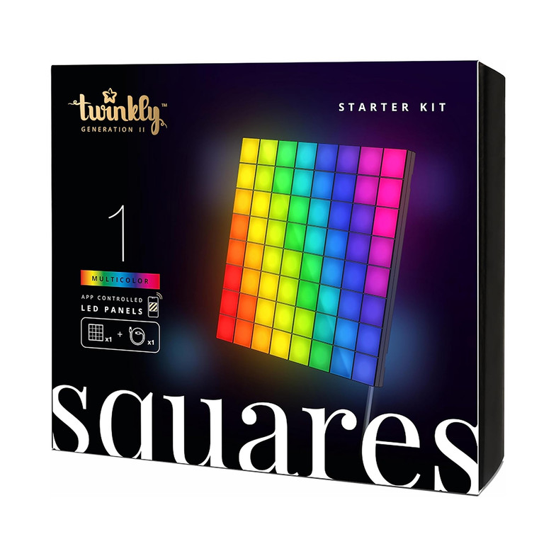 Twinkly Smart Lights - 64 LED RGB Multicolor Pixel Light Panels - Squares - Generation II - BT+WiFi - Extension Pack