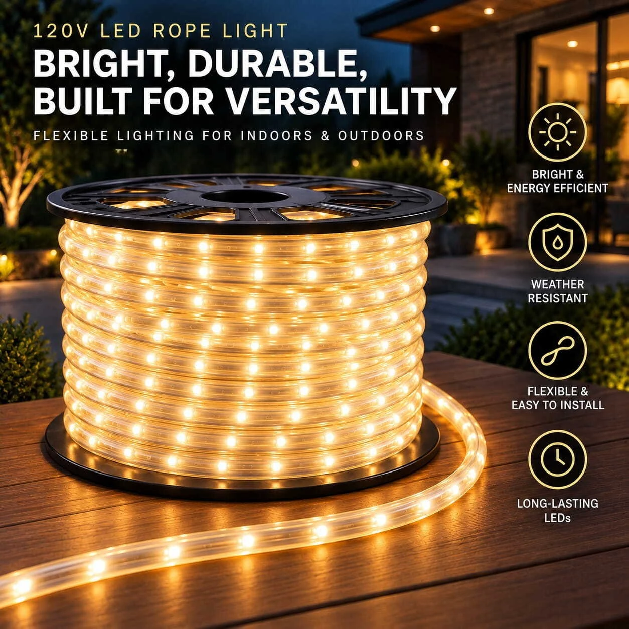 120V LED Rope Lights are bright, durable, and built for versaility.
