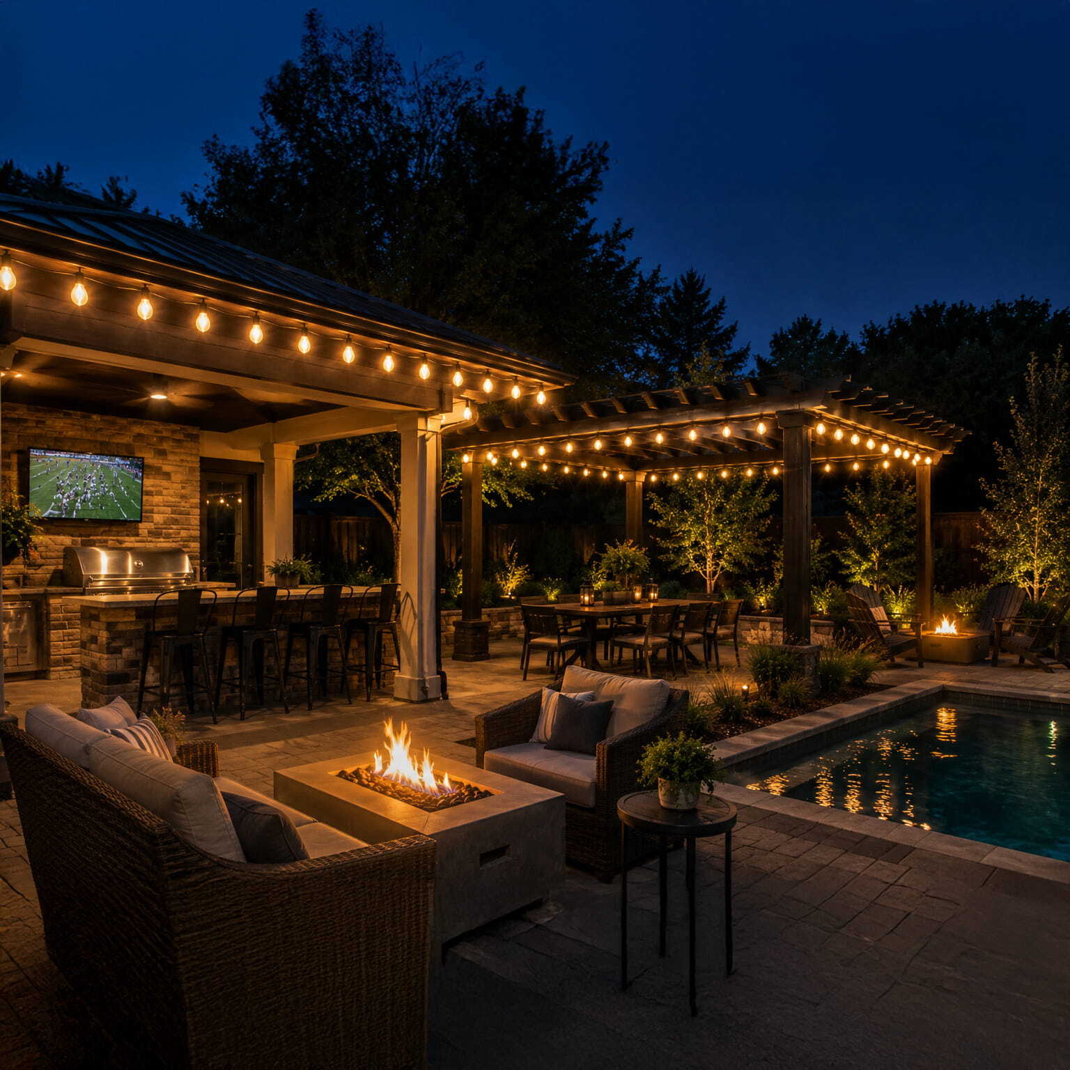 C7 & C9 Magnetic String Lights Highlight Outdoor Patio