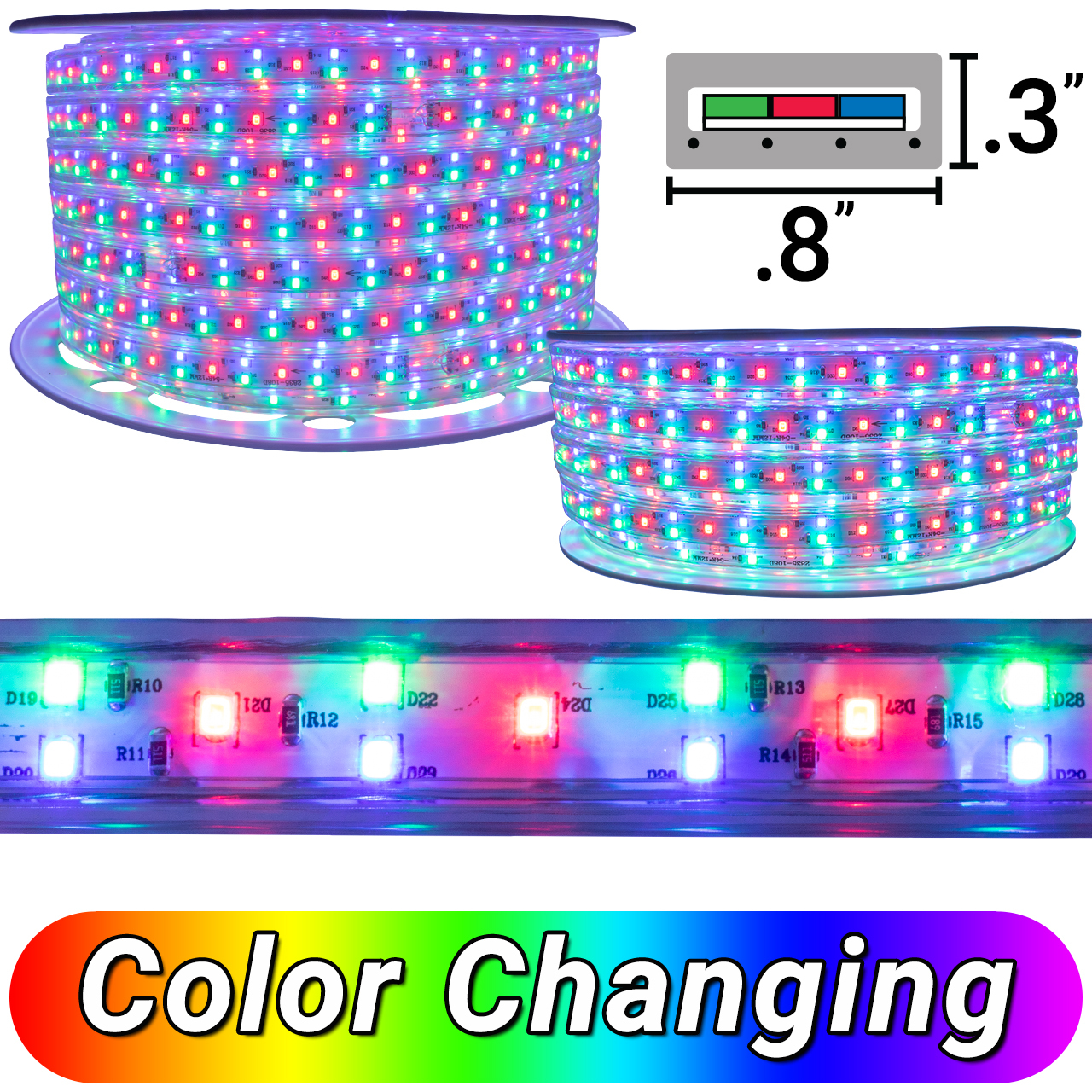 Led Rope Colros Color Changing 120V LED Rope Lights - Flexible SMD Lighting