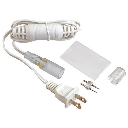 Standard 120 Volt 5 Foot LED Rope Light Power Cord Kit White Birddog Lighting