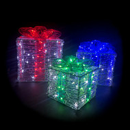 3D LED Lighted Twinkling Gift Box Set Motif - Christmas Presents - Multi-Color