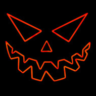 LED Neon Rope Light Halloween Scary Pumpkin Face Motif - Lighted Silhouette - Orange - 20 Inch