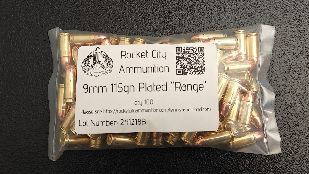 100qty 9mm 115gn Plated 100qty 9mm 115gn Plated