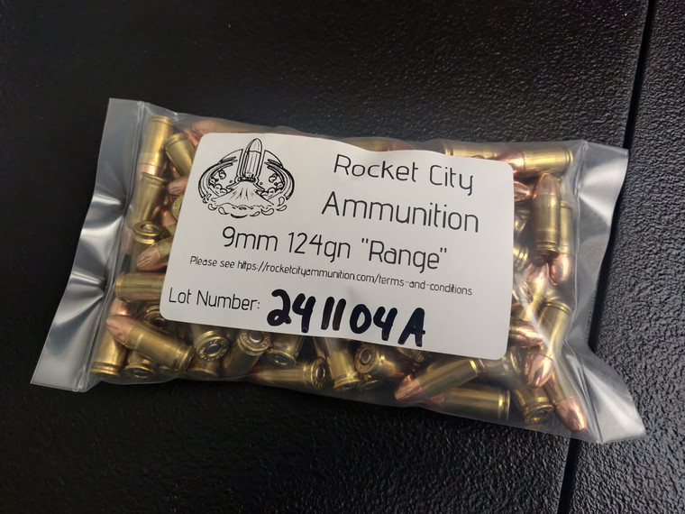 100qty 9mm 124gn Plated "Range"