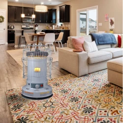 lifestyle living room image of comfort glow 23,800 btu convection style kerosene heater