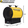 product dimension image of mountable corded garage heater